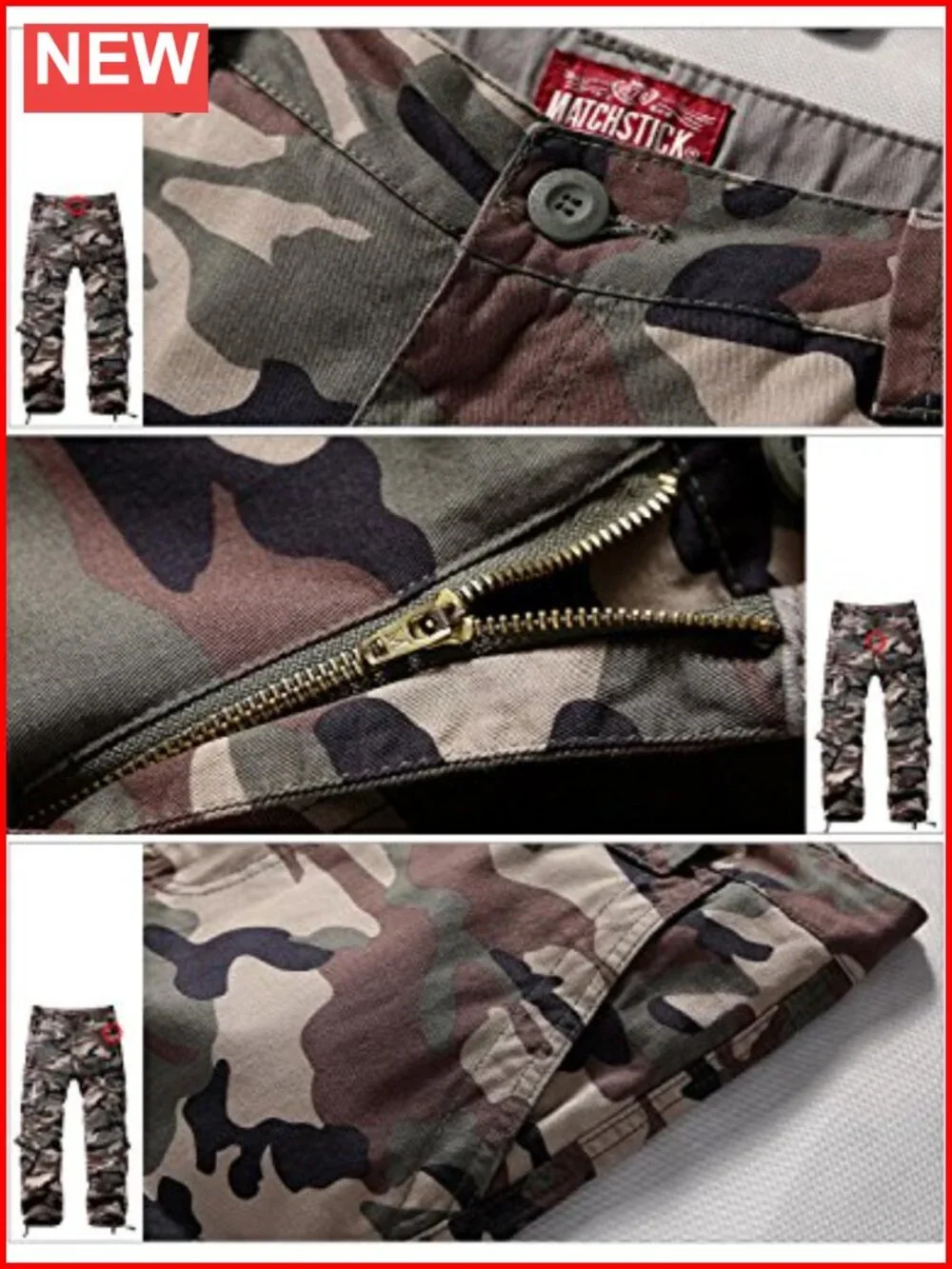 Men's Cargo Pants Straight Leg Relaxed Fit 8 Pockets Cotton Twill